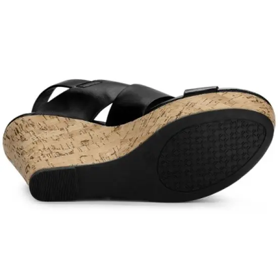 Allegra K Women's Wood Wedges Platform Wedge Sandals image {5}