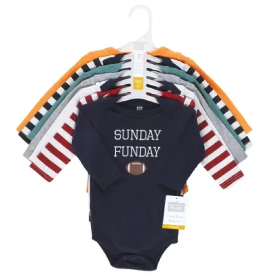Hudson Baby Unisex Baby Cotton Long-Sleeve Bodysuits, Sports Stripes image {1}
