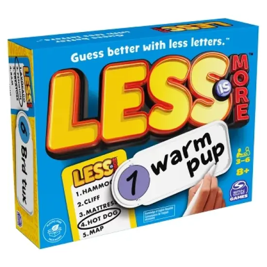 Spin Master Games Less is More, Party Board Game Fun Word Letter Card Game Funny Gift Toy Living Room Family Game Night image {4}