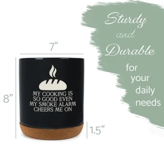 Elanze Designs My Cooking Is So Good Ceramic Cork Bottom Black Large Capacity Utensil Holder Crock for Countertop Storage, Stylish & Durable for image {1}