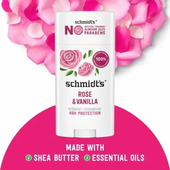 Schmidt's Natural Solid Deodorant - Rose & Vanilla - Aluminum-Free 2.65oz image {2}
