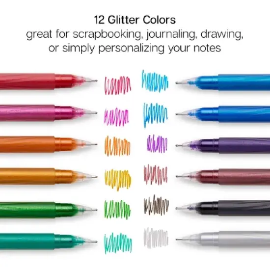 KINGART Gel Pens 12 Glitter Colors image {3}