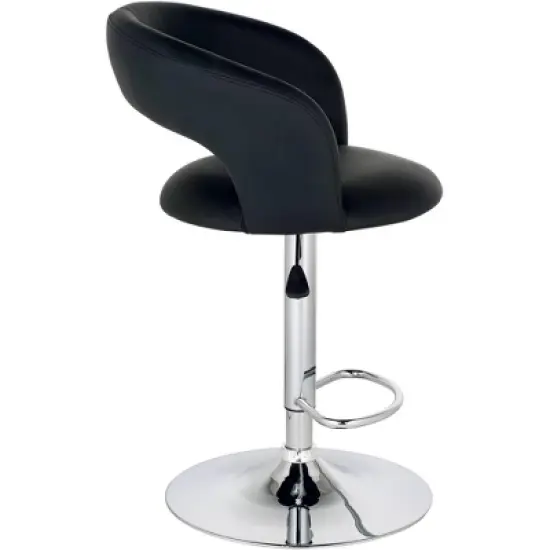 Studio 55D Chrome Swivel Bar Stool 30" High Modern Black Cushion Adjustable with Backrest Footrest Kitchen Counter Height Island image {5}
