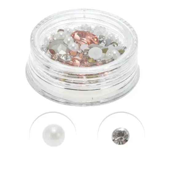 Unique Bargains Women's Fashion Rhinestone Nail Supplies White Colorful 1 Set image {2}