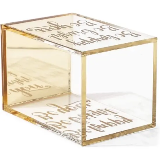 Paper Junkie Gold & Clear Acrylic Pencil Cup & Pen Holder with Inspirational Quotes for Home Office, 2.95 x 4.45 in image {5}