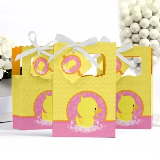 Big Dot of Happiness Pink Ducky Duck - Girl Baby Shower or Birthday Party Favor Boxes - Set of 12 image {2}