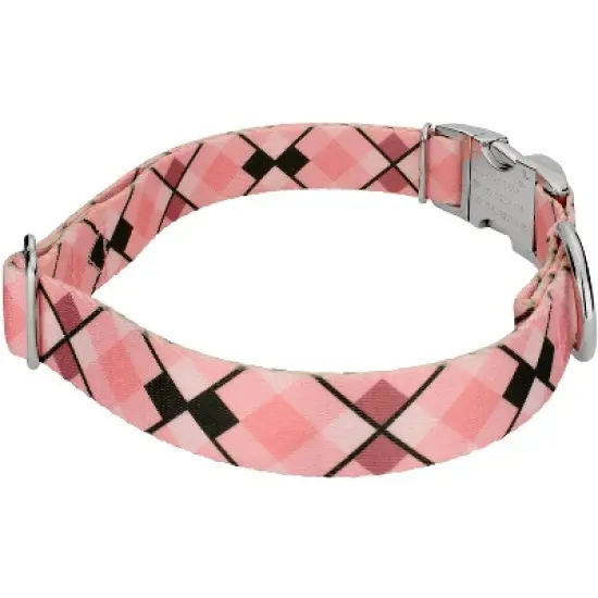 Country Brook Petz Premium Pink and Brown Argyle Collar and Leash image {2}