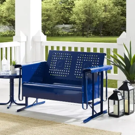 Bates Outdoor Metal Loveseat Glider - Navy - Crosley: Steel Frame, UV & Weather-Resistant, 2-Seater Patio Sofa image {1}
