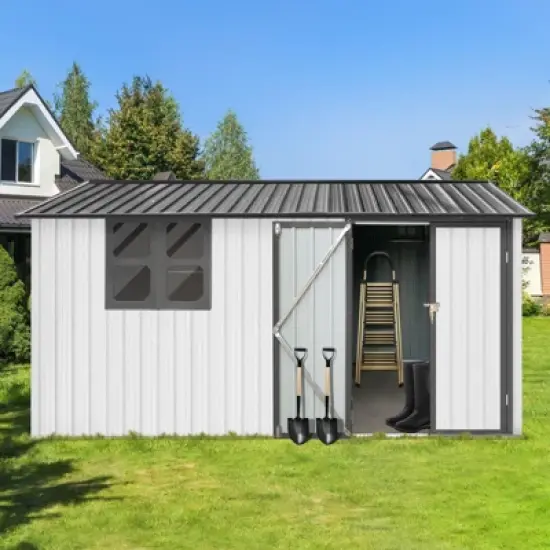 NicBex 10x12 Ft Metal Outdoor Storage Shed with Lockable Doors and Windows for Backyard,Garden,Patio image {7}