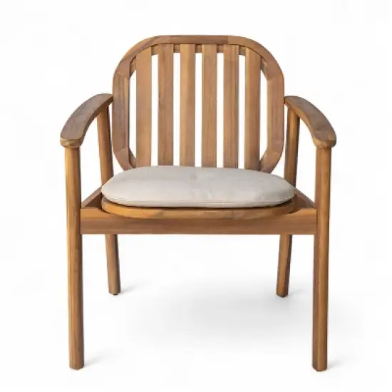 Christopher Knight Home Kennen 7 Piece Outdoor Rustic Acacia Wood Dining Set with Cushions image {4}