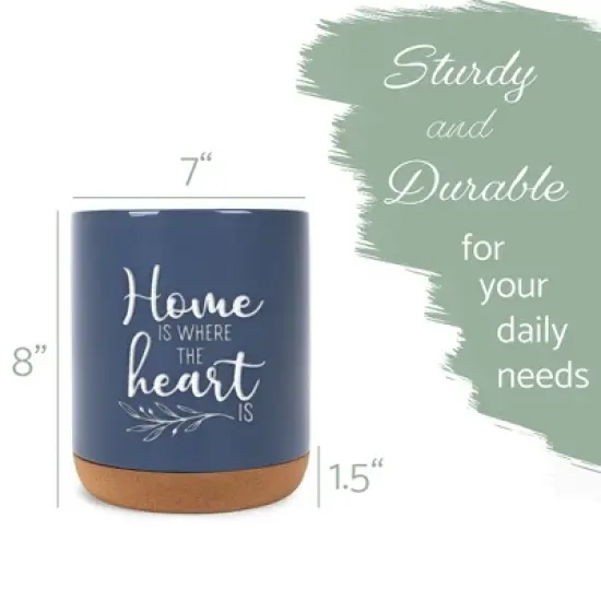 Elanze Designs Home Heart Navy Blue X-Large Cork Bottom Kitchen Utensil Holder image {1}