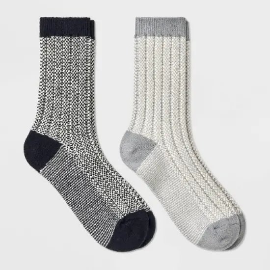 Women's 2pk Lightweight Super Soft Ribbed Checker Crew Socks - All in Motion&trade; 4-10 image {4}