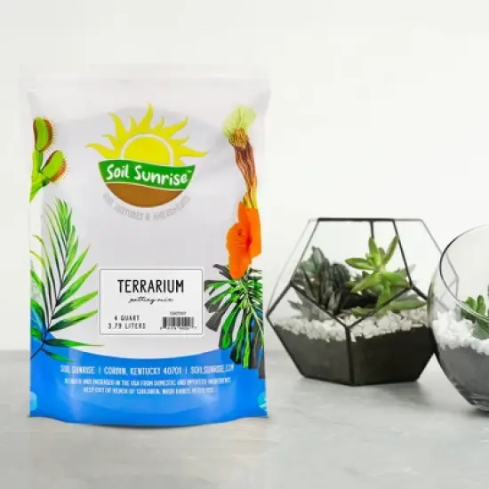 Soil Sunrise Terrarium Potting Soil Mix, w/ Blended Filtering Charcoal for Terrariums image {1}
