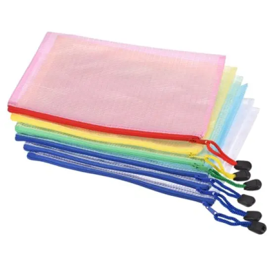 Unique Bargains PVC Waterproof Mesh Zipper Home Office File Bags 6 Pcs image {4}