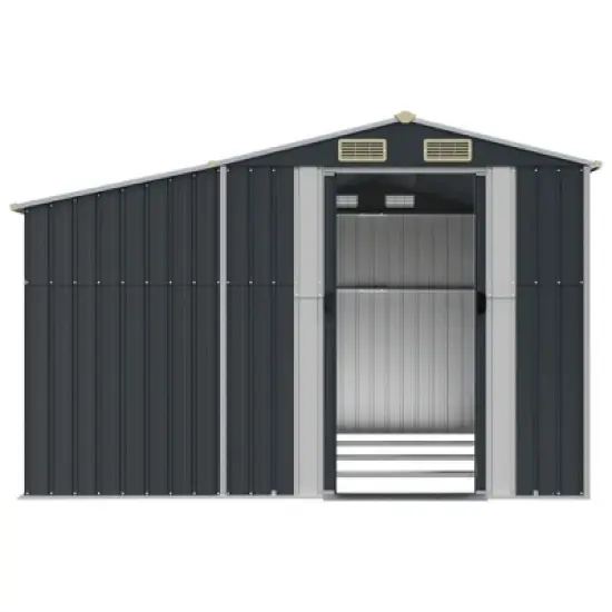 vidaXL Garden Shed Anthracite Galvanized steel, Polypropylene Large image {4}