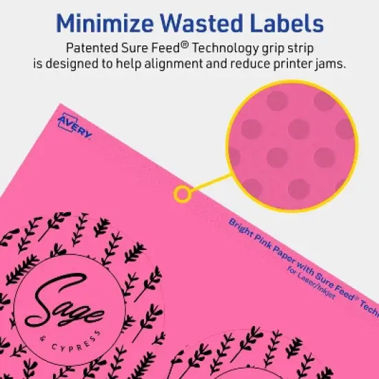 Avery Bright Pink Paper Labels, 3.5" Diameter Round image {3}
