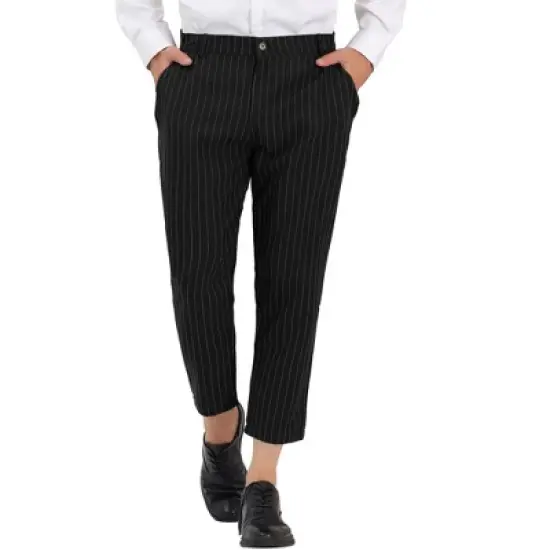 Lars Amadeus Men's Stripe Dress Pants Straight Fit Vertical Stripe Formal Pants Business Trousers image {10}