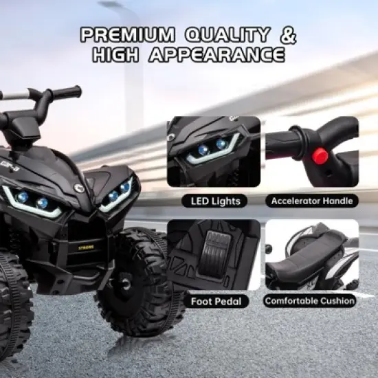 12V Ride On ATV for Kids Electric Four Wheeler for Toddlers Ages 3-8, Battery Powered Quad with Remote Control, LED Lights, Music, High/Low Speed, USB image {4}