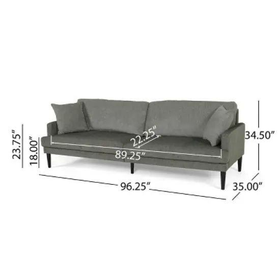Malverne Contemporary 3 Seater Fabric Sofa with Accent Pillows Gray/Dark Brown - Christopher Knight Home image {9}