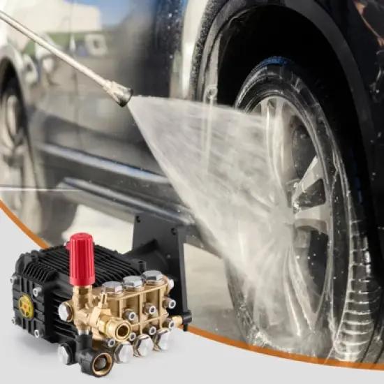 VEVOR Pressure Washer Pump, 1" Shaft Horizontal Triplex Plunger, 4300 PSI, 4.4GPM, Replacement Power Washer Pumps Kit with 5 Nozzles, Black image {1}