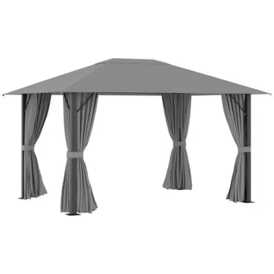 Outsunny 13' x 10' Patio Gazebo Outdoor Canopy Shelter with Sidewalls, Vented Roof, Aluminum Frame for Garden, Lawn, Backyard and Deck image {6}