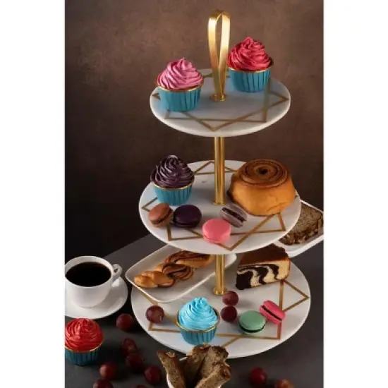 Marbella Three Tier Marble Cake Stand image {1}