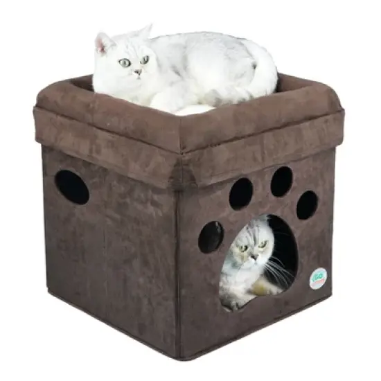 Go Pet Club Comfy Cat Cube Bed Paw Print F880 image {4}