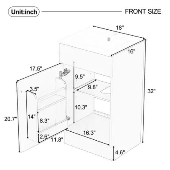 Christopher Knight Home Katniss Modern 18"  Bathroom Vanity with Ceramic Sink and Adjustable Shelf image {1}