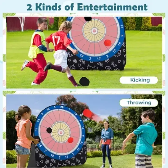 Costway Large Dart Board for Kids with 4 Kick Balls, Carrying Bag Giant Outdoor Kick Black/Red image {8}