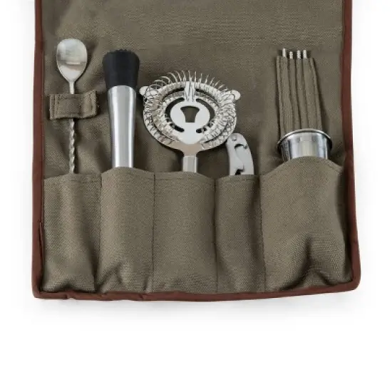 Picnic Time Bartender Travel Tool Set Green: Portable Bartending Kit & Barware Tools in Olive Cotton image {10}