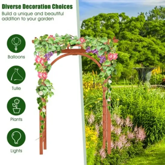 Tangkula 84.5" Outdoor Wood Arbor Natural Finish Arch Trellis Pergola Lattice image {1}