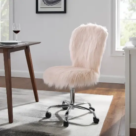 Faux Flokati Armless Office Chair - Linon image {8}