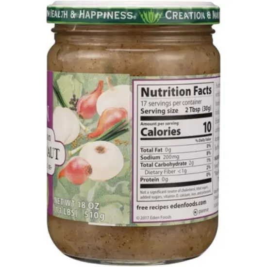 Eden Foods Organic Three Onion Sauerkraut - Case of 12/18 oz image {4}