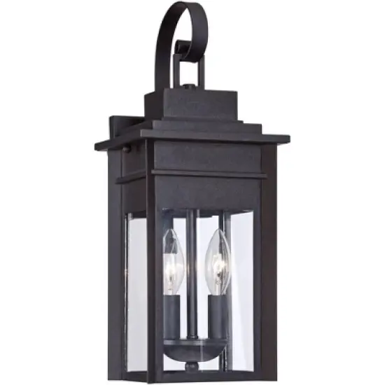 Franklin Iron Works Bransford Mission Outdoor Wall Light Fixture Black Specked Gray 17" Clear Glass Panels for Post Exterior Barn Deck House Porch image {8}
