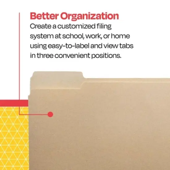 School Smart Manila File Folders, Letter Size, 1/3 Cut Tabs, Pack of 100 image {5}