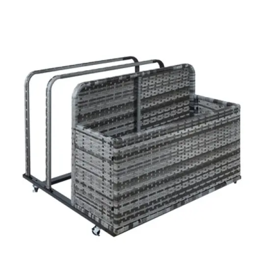 Outdoor PE Rattan Poolside Float Storage Box with Rolling Wheels, Weather-Resistant Patio & Beach Organizer for Pool Accessories image {5}