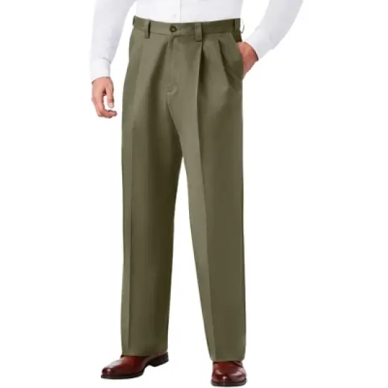 KingSize Men's Big & Tall Relaxed Fit Wrinkle-Free Expandable Waist Pleated Pants image {10}
