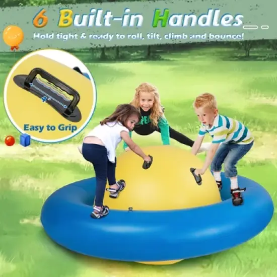 Costway 7.5 FT Inflatable Dome Rocker Bouncer with 6 Handles Fun Outdoor Game for Kids image {4}