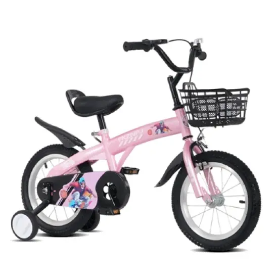 VASIP 18 inch Pink Kids Bike with Training Wheels & Stand - Adjustable Seat for Boys & Girls Ages 5-10 (45-57") image {14}