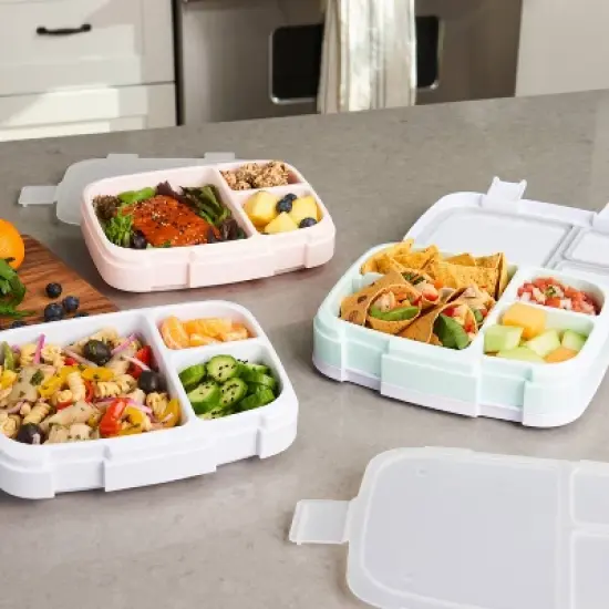 Bentgo Fresh 3pk Reusable 3 Compartment Containers for Prepping, Microwave & Dishwasher Safe image {1}