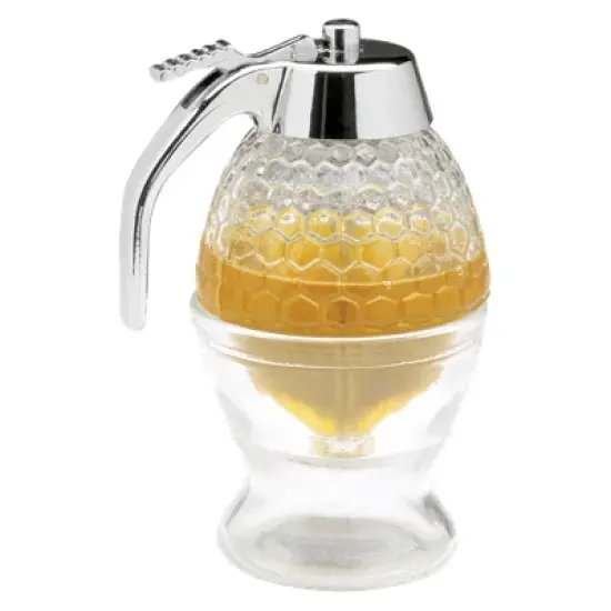 Norpro Honey Dispenser 1 Cup: Glass Syrup Pitcher, 8 oz Capacity, Hand Wash, Silver & Clear Condiment Server image {8}