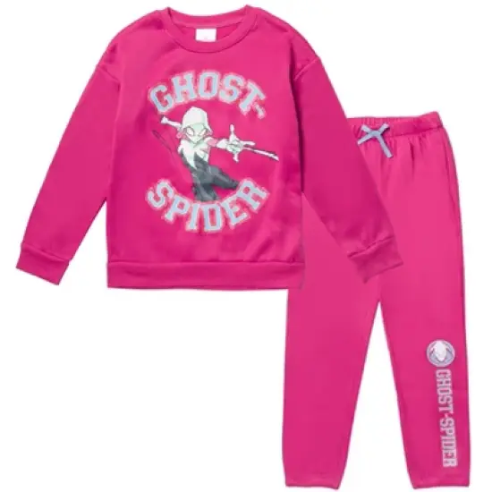 Marvel Spider-Gwen Girls Fleece Sweatshirt and Pants Set Little Kid to Big Kid image {7}
