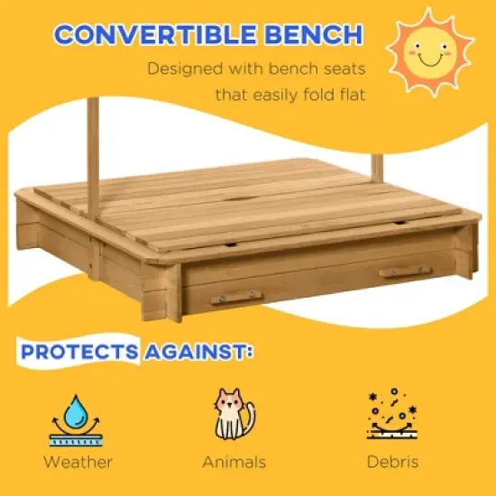 Dexmalle Children Outdoor Sand Box with Foldable Bench Seats image {8}