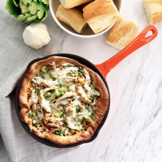 MegaChef Enameled Round 8 Inch PreSeasoned Cast Iron Frying Pan image {1}