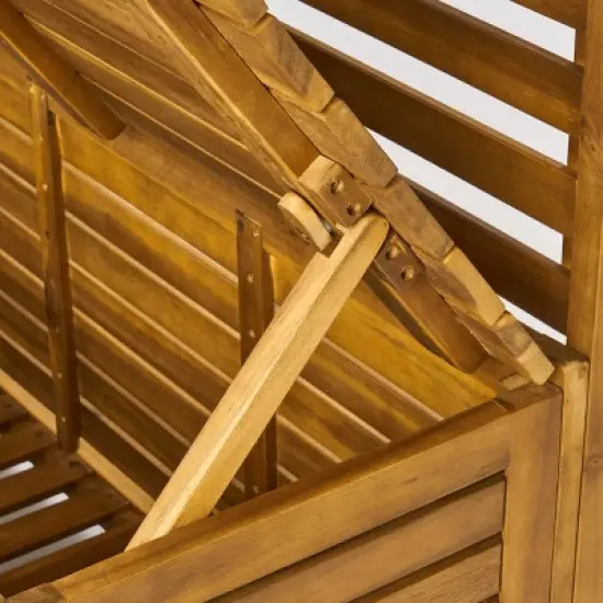 Christopher Knight Home Andrusia Outdoor Rustic Acacia Wood Storage Bench with Rack, Teak image {7}