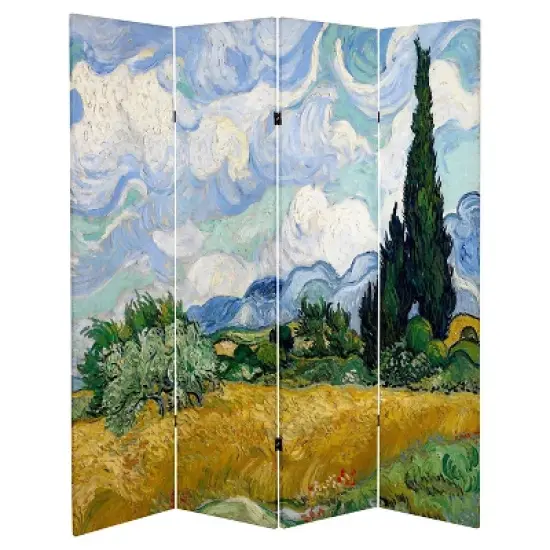 Van Gogh Fine Art Double Sided Room Divider Almond Blossoms and Wheat Field - Oriental Furniture image {2}