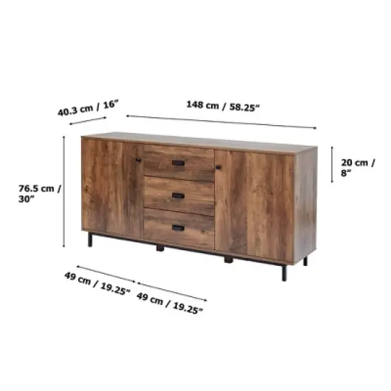 Brooklyn Sideboard with Metal Legs and Handles Brown - Teamson Home image {9}
