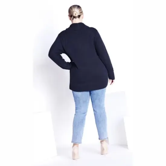 Women's Plus Size Rosie Cable Knit Sweater - navy | AVENUE image {4}