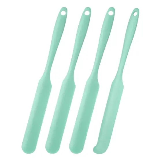 Unique Bargains Silicone Heat Resistant Non-Stick Long Handle Food Spatula for Jars 4 Pcs image {6}