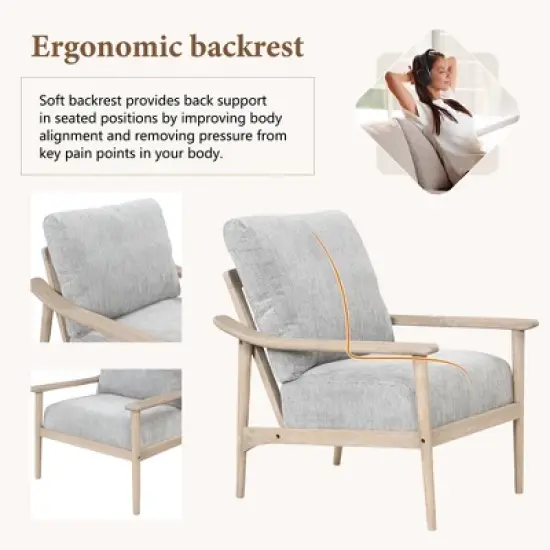 Retro Accent Chair with Solid Wood Frame and Vertical Slatted Back-ModernLuxe image {6}